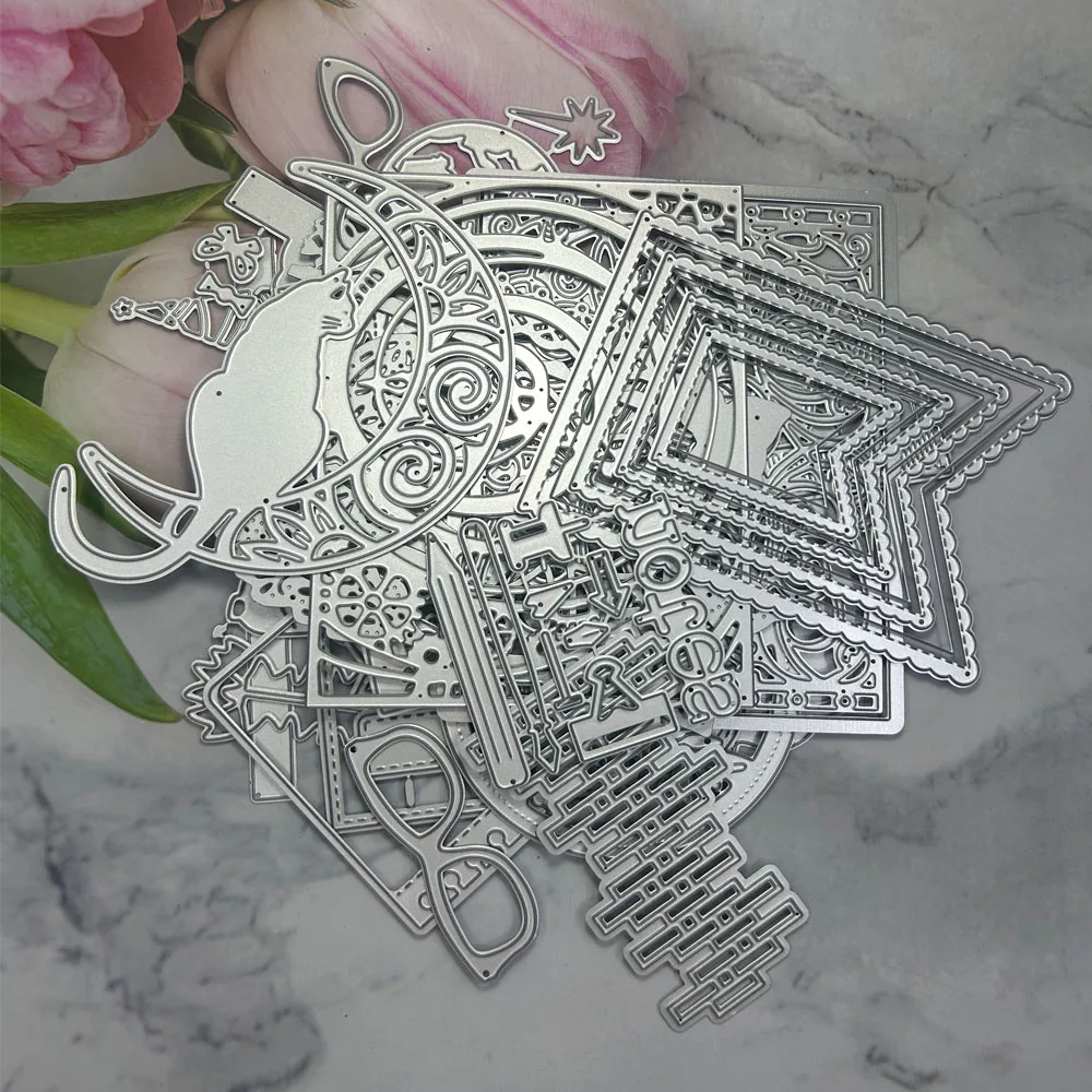 Zufällig senden Stirbt Rahmen Metall Stanzform DIY Scrapbooking Papier Karten Schablone Prägung Karte Handwerk Fotoalbum Vorlage
