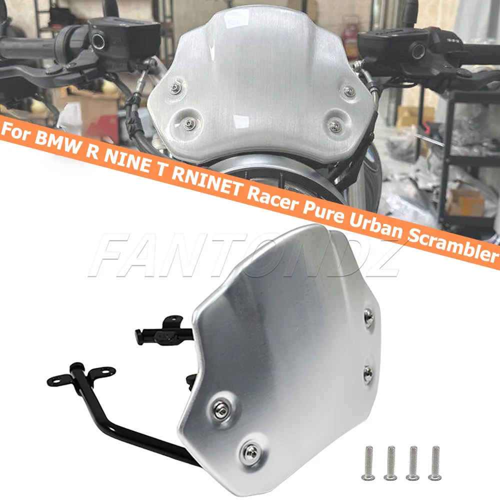 

Motorcycle Windshield For BMW R NINET NINET RNINE T 9 T Racer Pure Urban Scrambler 2014-2022 Aluminum Wind Deflector Windscreen