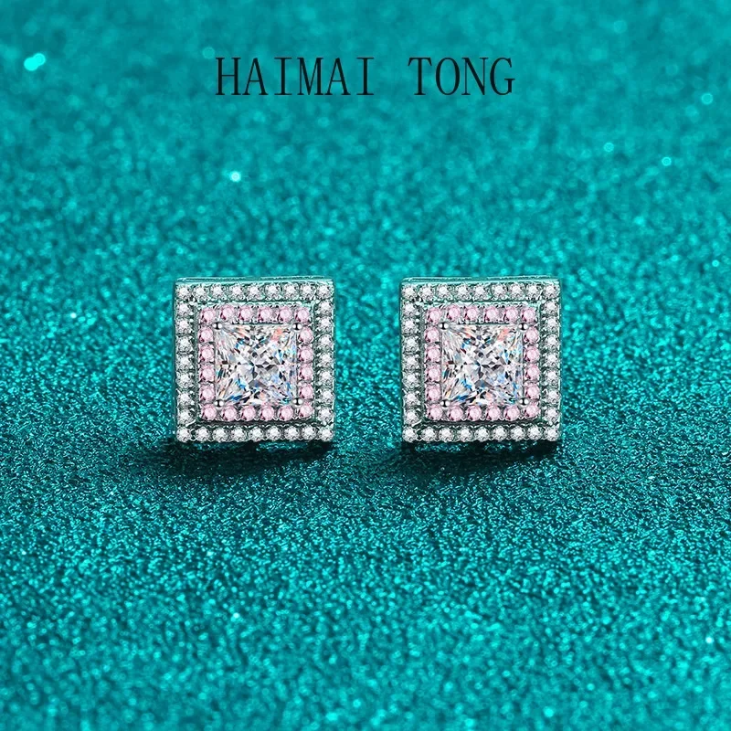

HAIMAITONG Earring ， Moissanite stud earrings in platinum 950, rose gold colored, suitable for women.