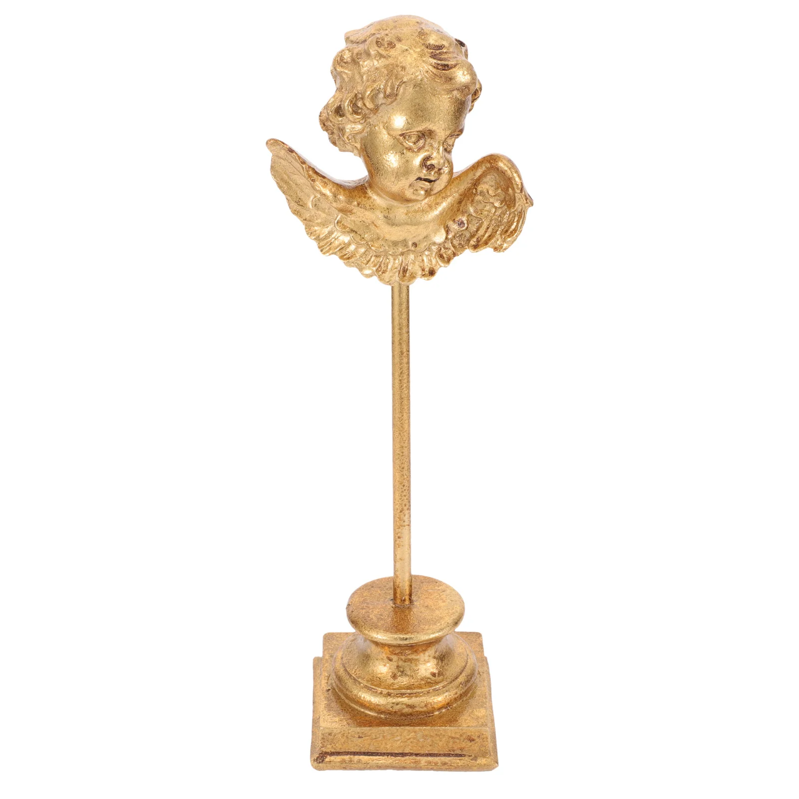 

Golden Angel Statue Resin Plume Ornament Small Desktop Decor For Home Shelf Tabletop Angel Figurines Craft Garden
