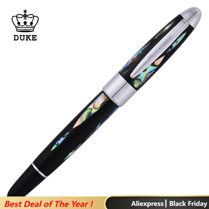 Duke Real Seashell Rollerball Pen, Beautiful Night Pearl In The Dark Green Sea Fine Point Collection Gift Pen & Wooden Gift Box