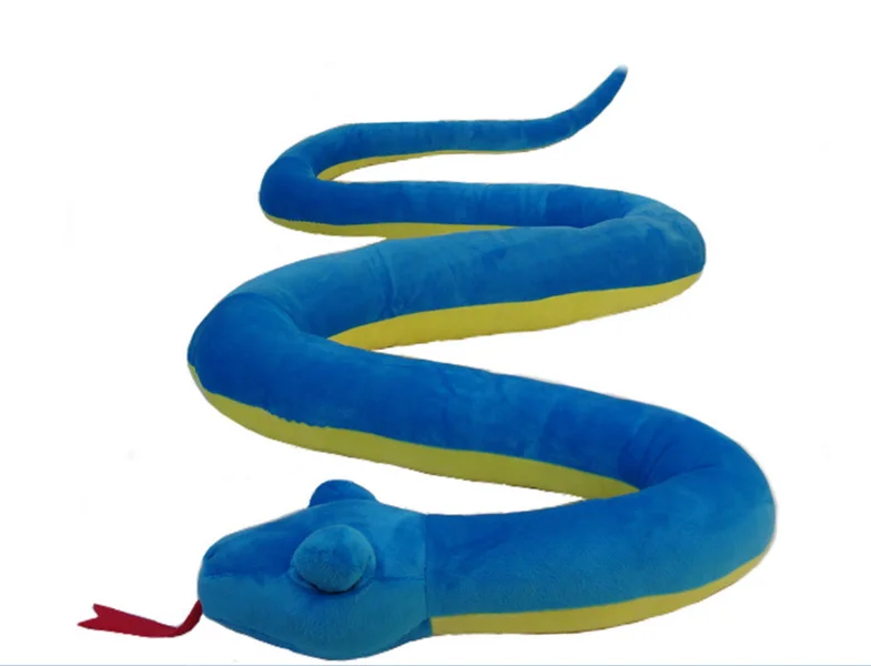 Juguete creativo de serpiente azul de peluche, muñeco de serpiente creativo de alta calidad, juguete de regalo de aproximadamente 140cm