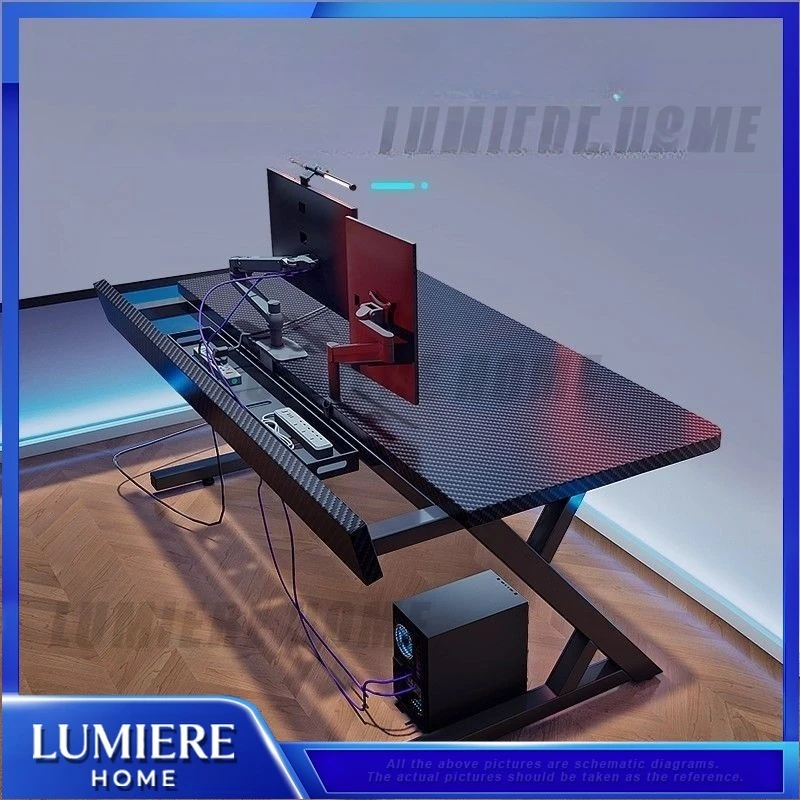 S3 مكتب الألعاب طاولة كمبيوتر مكتبية خشبية مع ذراع آلي من ألياف الكربون مكتب مكتب منزلي بسيط #1