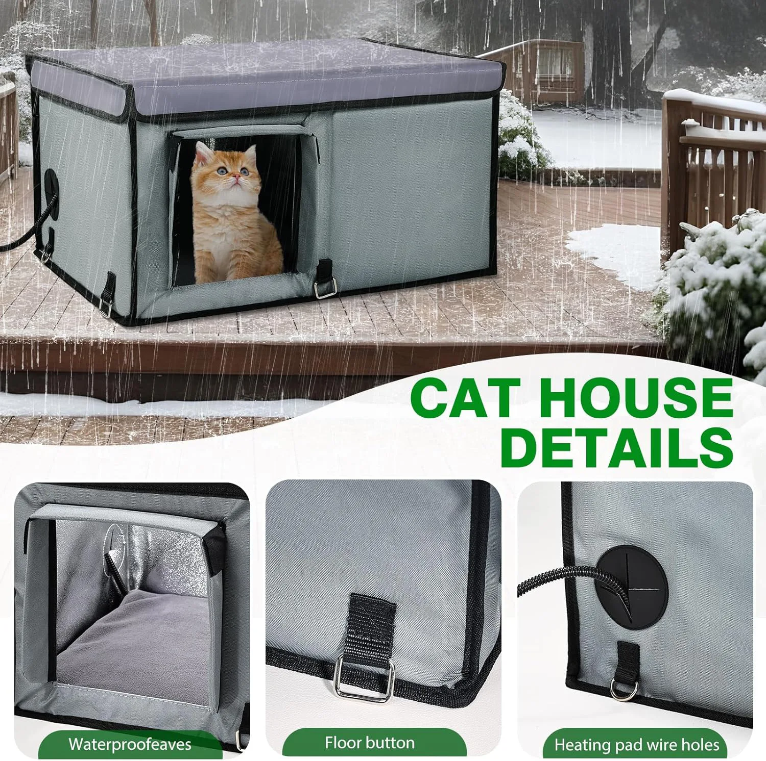 Wholesale Heated Outdoor Cat House Waterproof Insulated Shelter for Feral Cats Portable Foldable Winter Pet Home