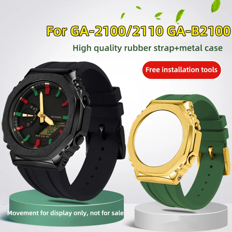 

For Casioak Mod kit GA2100 rubber strap 2110 GA2100 stainless steel case GA-B2100 Metal Case Bezel 2100 case watchband Wholesale