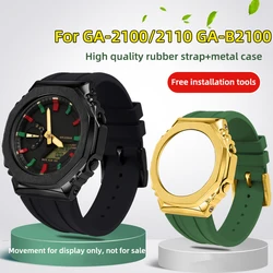For Casioak Mod kit GA2100 rubber strap 2110 GA2100 stainless steel case GA-B2100 Metal Case Bezel 2100 case watchband Wholesale