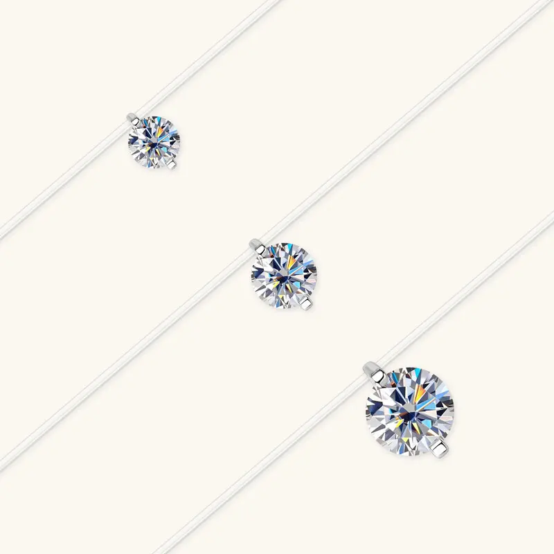 Lnngy 0,5 ct-3 ct Solitär Moissanit Halsketten 925 Sterling Silber Transparente Angelschnur Anhänger Halskette Für Frauen Schmuck – Detail 6