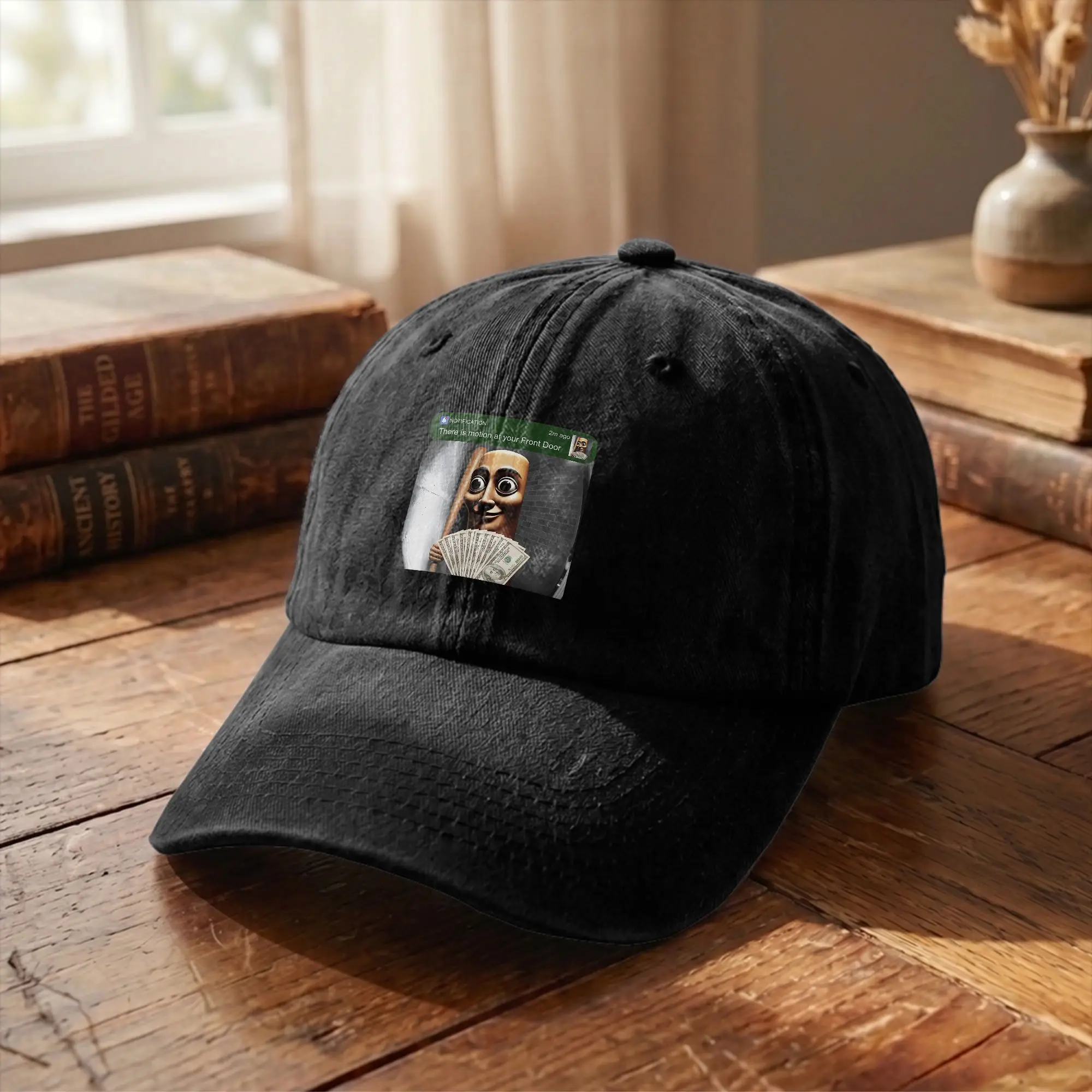 Classic Front Door Motion Tung Sahur Meme Baseball Cap Unstructured Men Women Brainrot Distressed Denim Headwear Adjustable Hat