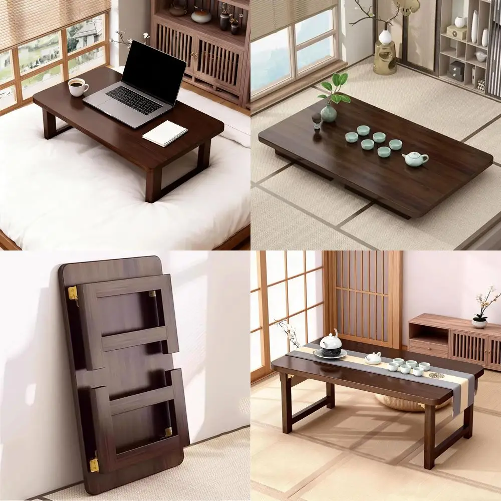 

Versatile Wooden Folding Table - Low Coffee, Dining, Tea Table for Comfortable Seating (39.4 x 19.7 x 11.8)