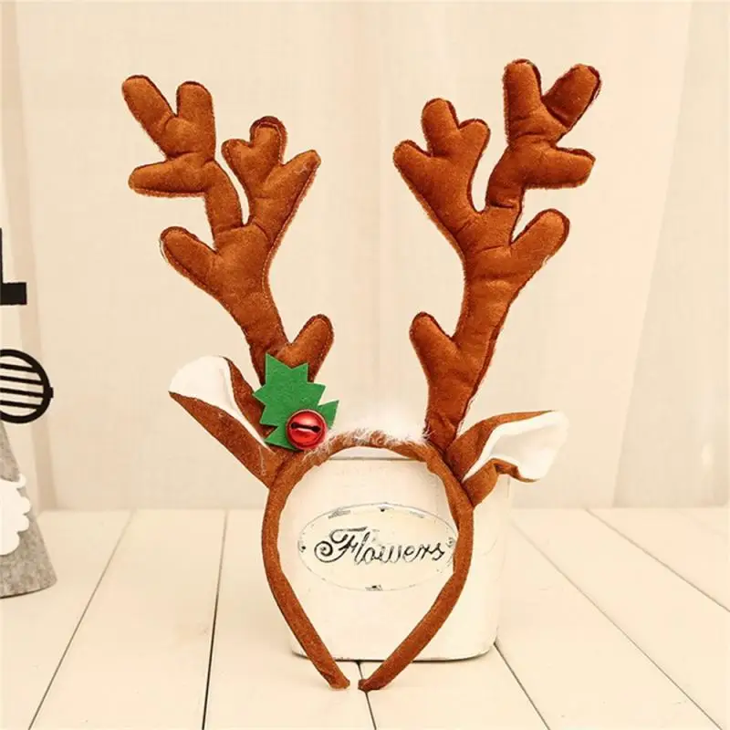 New Christmas Reindeer Antlers Headband Elk Antlers Ears Head Hoop With Red Bell Christmas Party Hair Accessories Navidad 2025