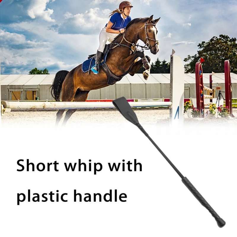 High Quality Black Faux Leather Horse Whip Hand Made Halter Braided Riding Whip Horse Racing Equipment