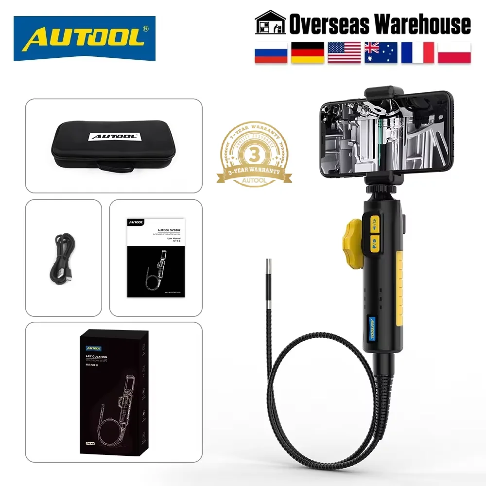 

AUTOOL SVB302 Car Industrial Endoscope Automotive Inspection Camera USB Video Borescope for Mobile Phones Waterproof IP67