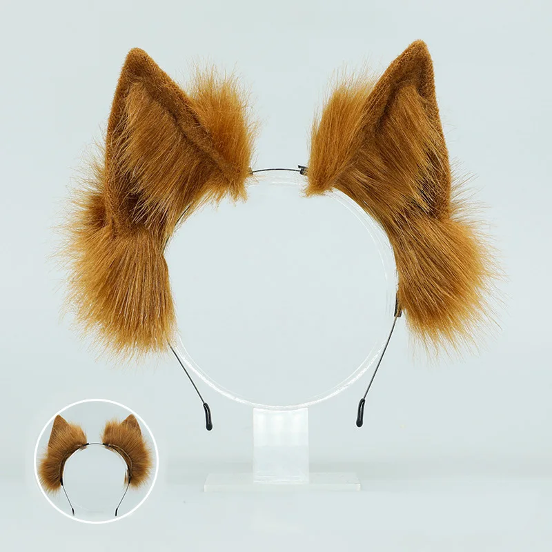 Handmade Cat Faux Fur Ears Headband Solid Color Fluffy Plush Animal Hair Hoop Anime Dress Party Cosplay Costume Hair Accessories