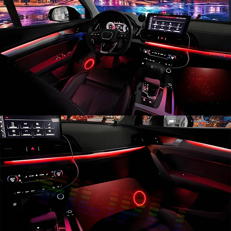 For Audi Q3 2012-2015 Car Kit Interior Decorative Ambient Lamp Smart Control 64RGB-colors Light to Enrich Driving Experience