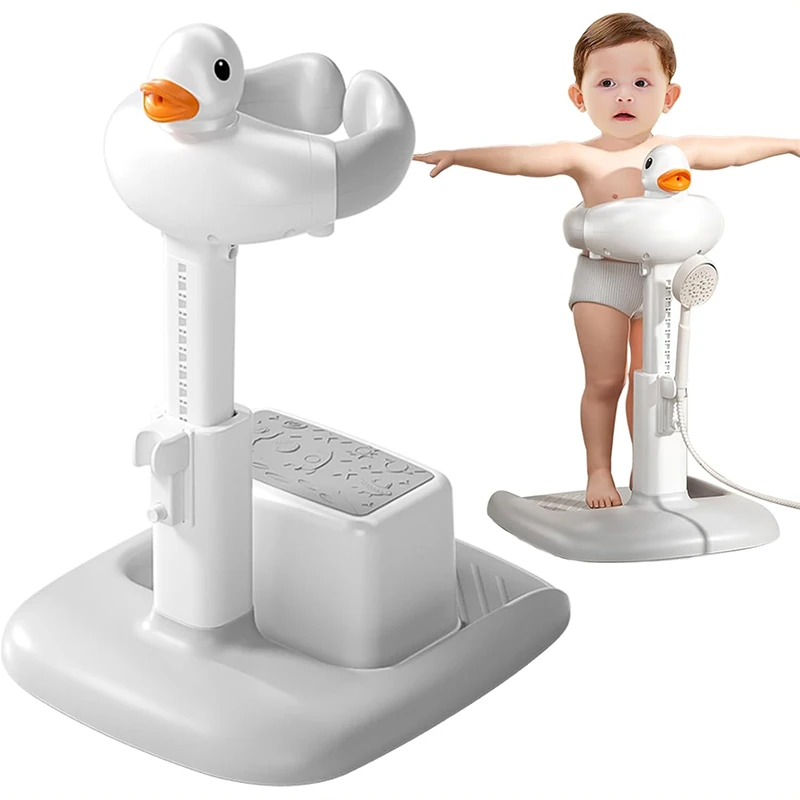 Baby Shower Stand Free-Standing Anti-Slip Baby Bath Support Infant Bath Support Toddler Bathing Aid Standing Frame Bath Helper
