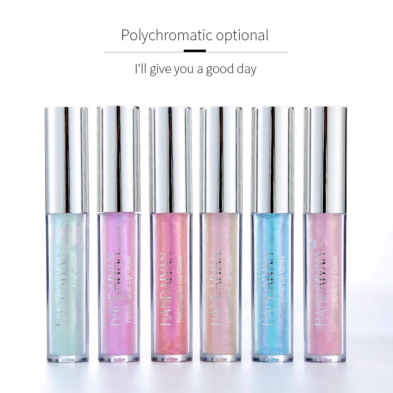 6 Colors Holographic Lip Gloss Makeup Lipstick Pearlescent Mermaid Polarized Lip Tint WaterproofLong Lasting Shiny Lips Makeup