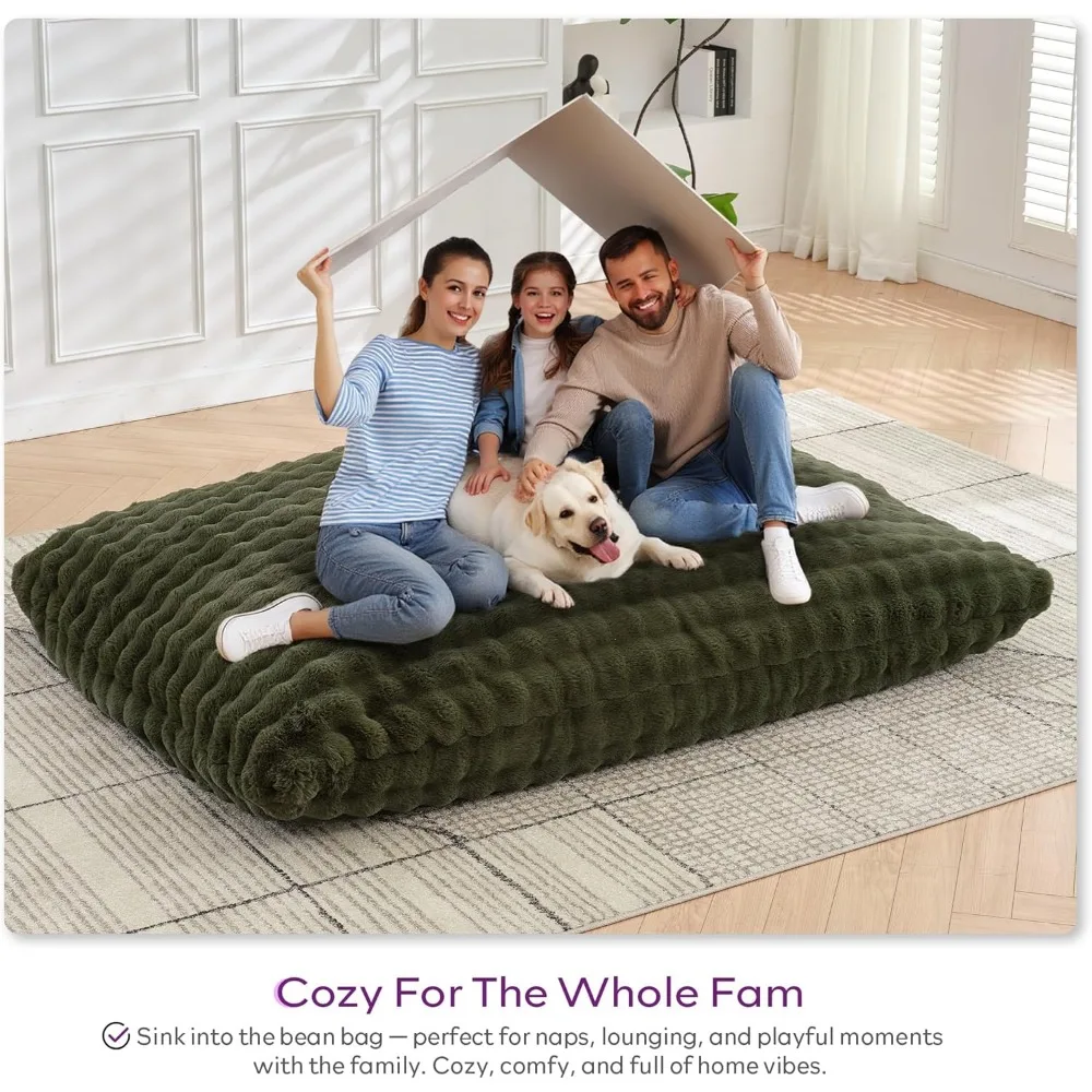 كرسي بين باج عملاق 3 في 1 للبالغين مع وسادة منفوشة من القطيفة وإسفنج الذاكرة عالي الكثافة، وخيار جلوس على الأرض قابل للتحويل #6