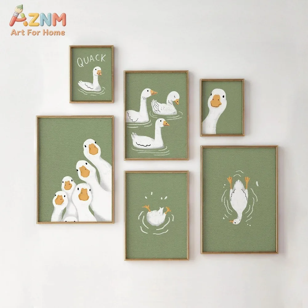 1 Stück Rahmenloses Lustiges Niedliches Enten-Tiermotiv Badezimmer Verspieltes Dunkles Kinderzimmer Kunstposter Leinwanddruck Wandbild für Wohnzimmer