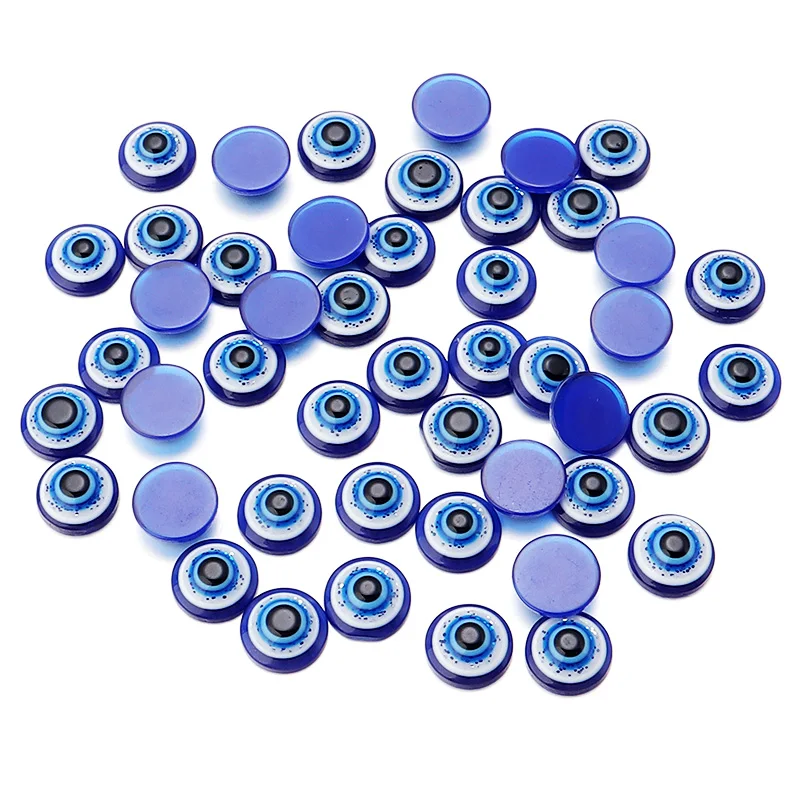 20-50 Uds. Cuentas azules de mal de ojo de 6-20mm para hacer joyas, cuentas espaciadoras de resina de forma media redonda, collares y pendientes Diy, venta al por mayor