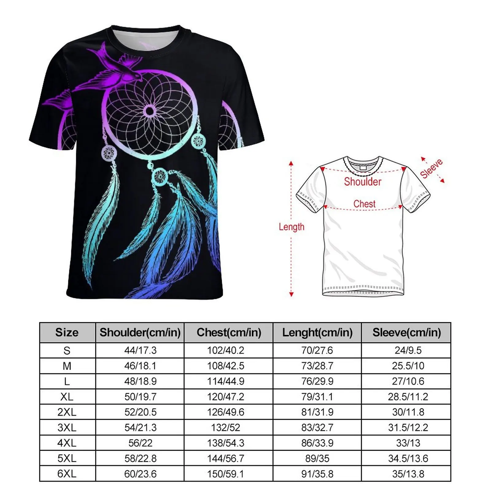 Dream Catcher T-Shirt Colorful Print Fashion T Shirts Short Sleeves Tshirt Dropshipping Summer Streetwear Oversized Top Tees