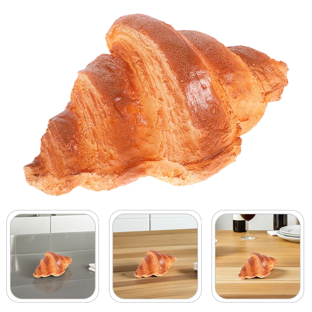 

2Pcs Artificial PU Croissant Rolls Realistic Fake Bread Photo Props Kitchen Bakery Display Decoration Fake Croissant Rolls