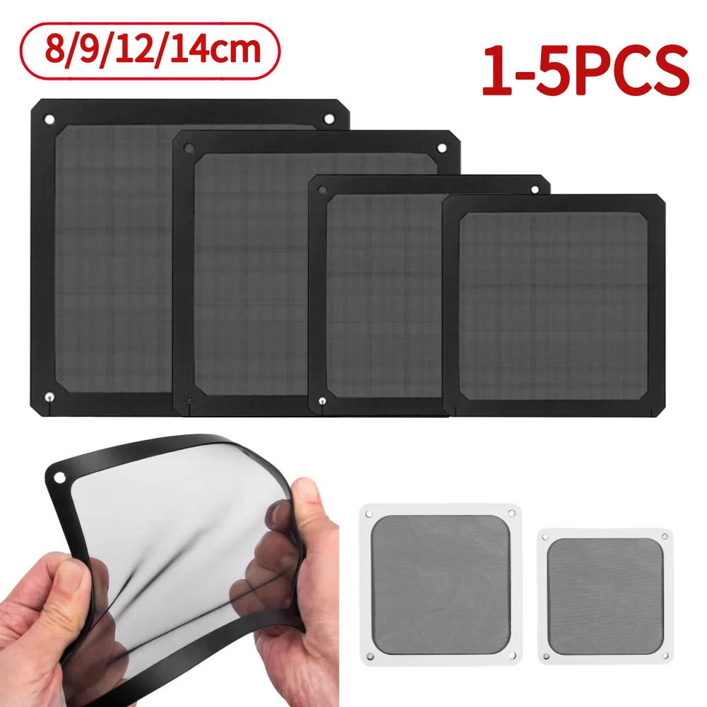 1-5PCS PC Case Filter Net 8/9/12/14cm Magnetic Frame Dust Filter Dustproof Mesh Cover Net Guard with Hole Computer Accessories