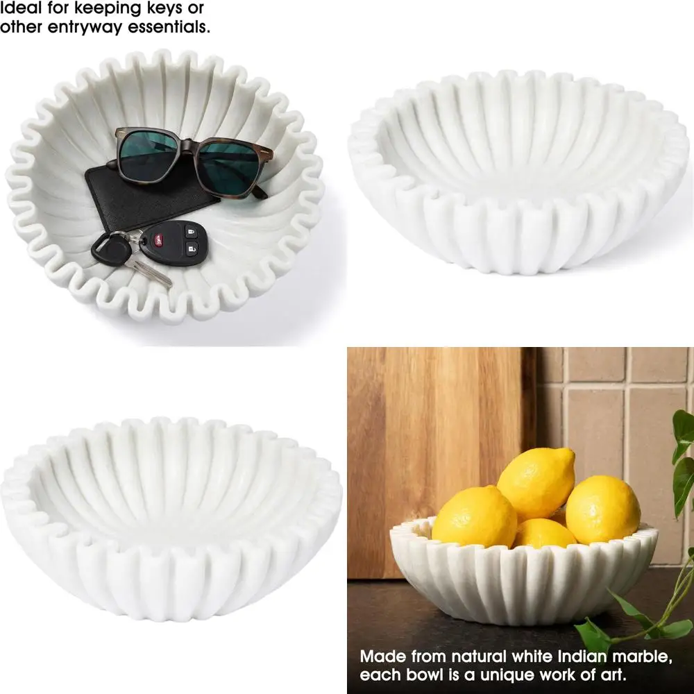 

10 мраморных чаш ручной работы с рюшами и фестончатым краем – Элегантные декоративные каменные чаши для дома, кухни и центральных композиций
