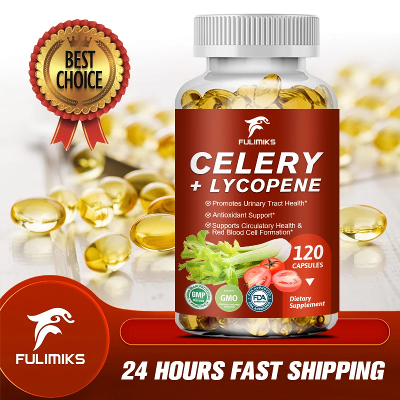 Celery Seed & Lycopene Capsules, Powerful Antioxidant for Advanced Uric Acid Cleanse & Joint Support, Support Physical Health