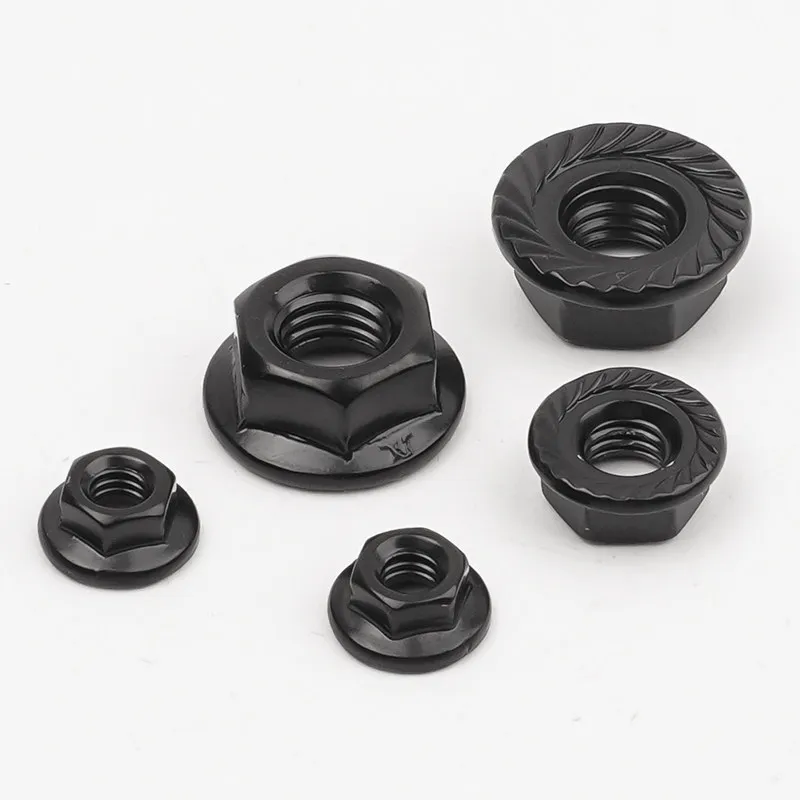 Schwarz Verzinkte 304 Edelstahl-Sechskant-Flanschmutter, Selbstsichernde Mutter M2.5 M3 M4 M5 M6 M8 M10 M12 M14 M16 M20 – Detail 5