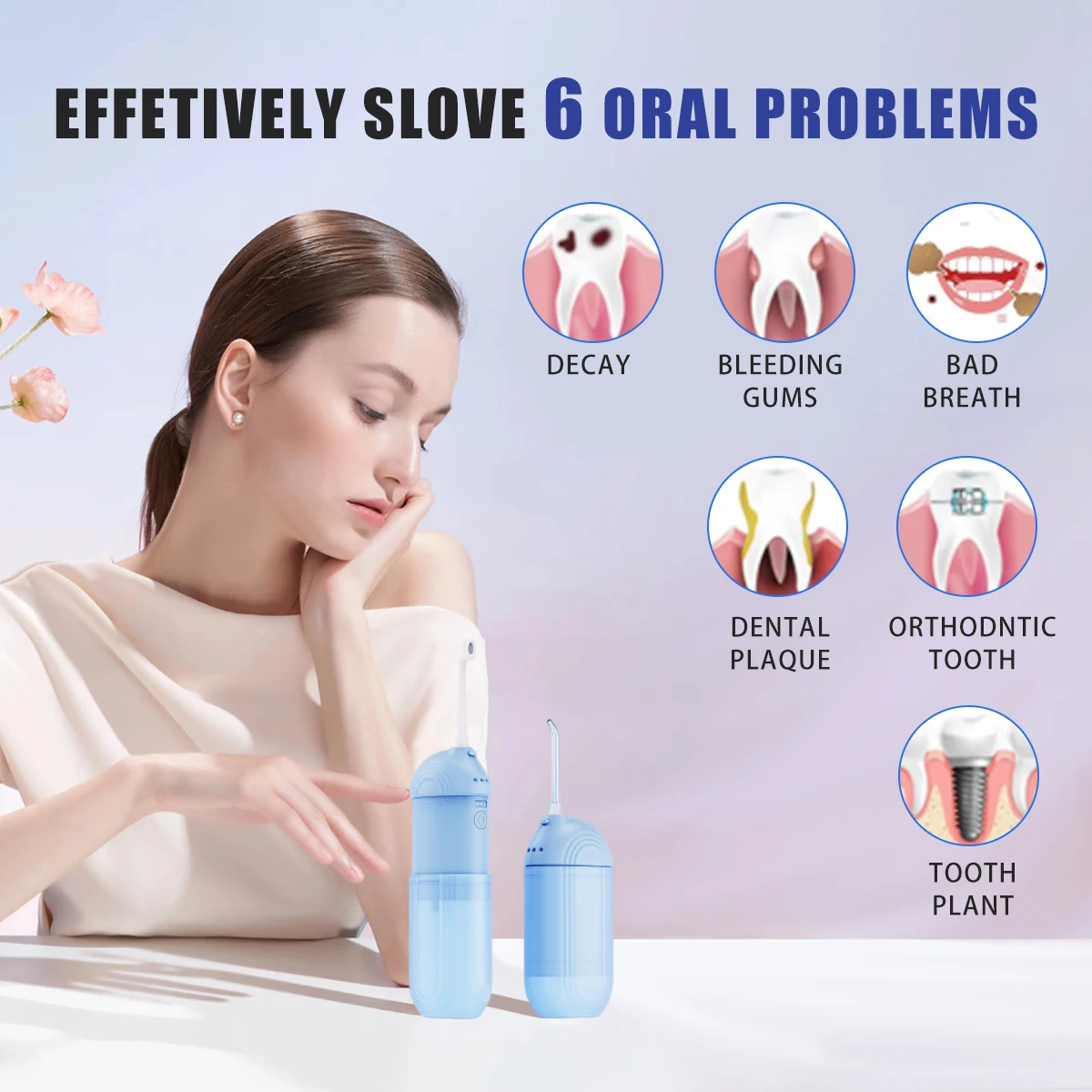 Oral Irrigator Pneumatic Dental Flusher Portable Dental Cleaner Manual Cleaning Home Dental Water Floss MachineTravel-friendly