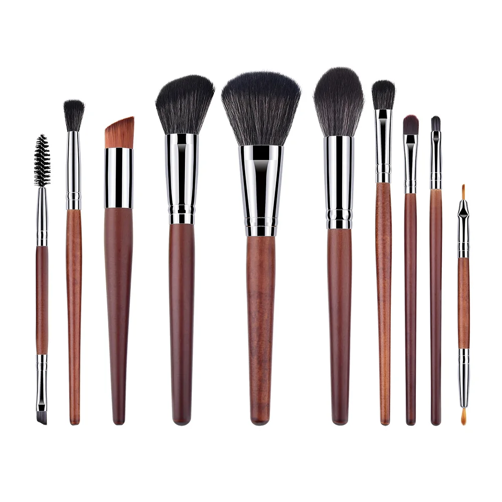 

10Pcs Makeup Brush Kit Soft Nylon Bristles Ergonomic Wooden Handle for Smooth Blending Perfect for Daily Wear Ladies Present