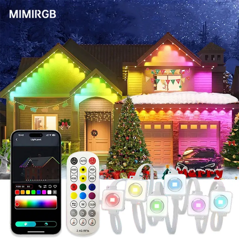 

Smart RGBIC Eaves Lights Permanent Outdoor LED Light App Control DIY Music Sync Timer Waterproof Christmas Holiday Decorations
