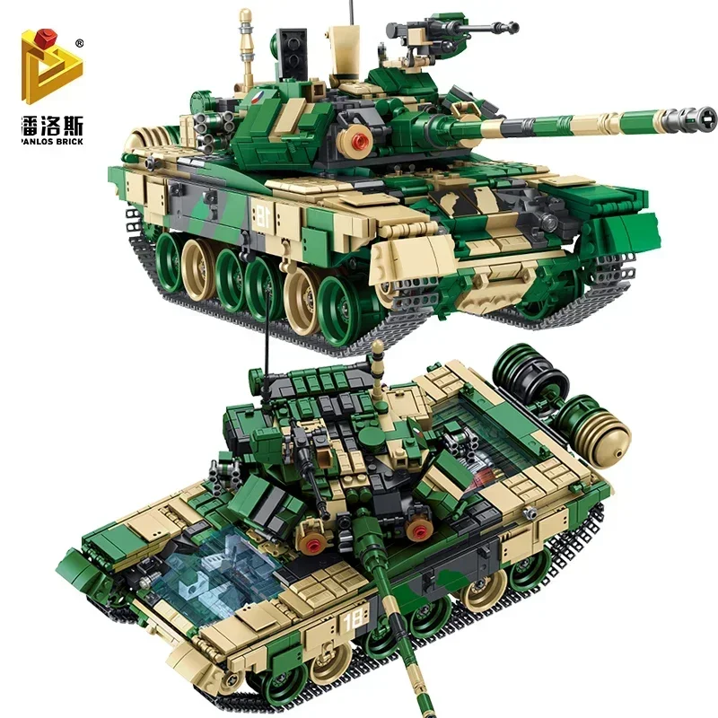 1773 PCS WW II Military Russia T-90 Main Battle Tank Model Soldier Weapon Building Block Sticker Gift Small Bricks Children Toys