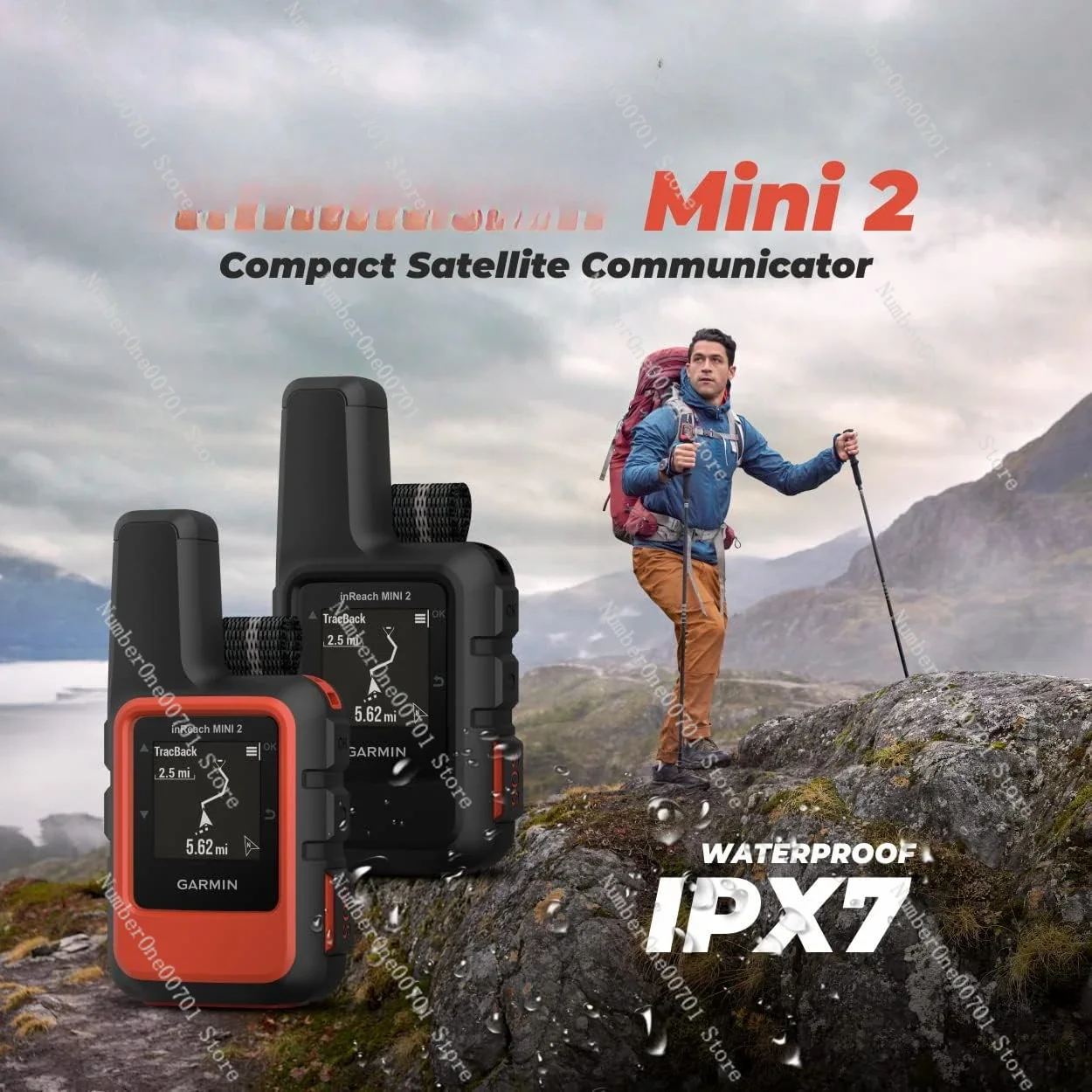 Mini 2 Satellite Walkie-Talkie (Flame Red) with Wearable 4U Power Pack