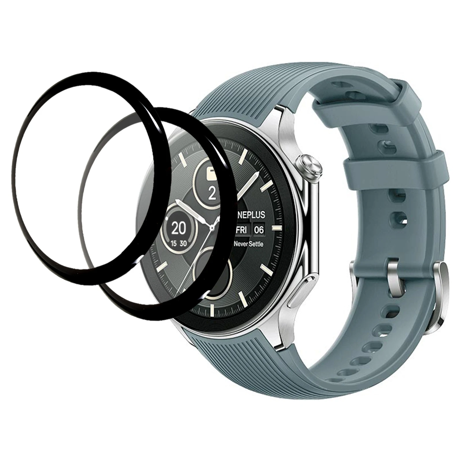 

2Pcs / Pack For OnePlus Watch 2 / Oppo Watch X Screen Protector Watch PMMA Film (Black Edge)