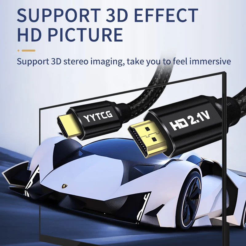 สาย HDMI 2.1สายเอชดีเอ็มไอ8K 60Hz 4K 120Hz 48Gbps Arc HDCP ความเร็วสูงพิเศษ HDR สำหรับทีวี HD แล็ปท็อปจอภาพ PS4 PS5