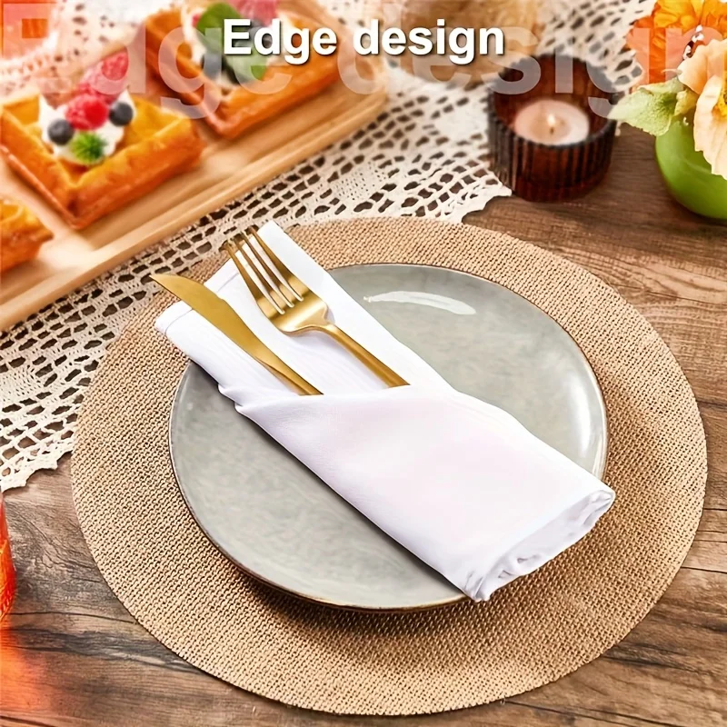 30pcs 30PCS Bohemian Farmhouse Round Placemats Restaurant Supplies Vintage Rustic Table Decoration Wedding Dinner Supply