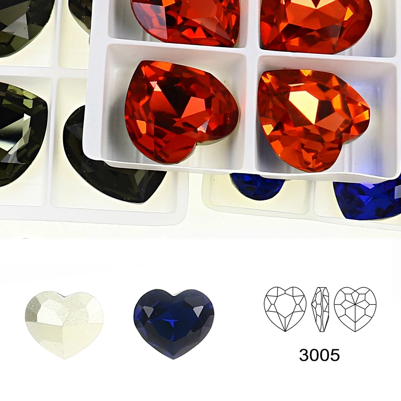 5pcs Opular Gems Big Size Heart Pointed Back Crystal Rhinestone K9 Glass Loose Gemstone Diamonds For DIY Jewelry Decoration 28mm