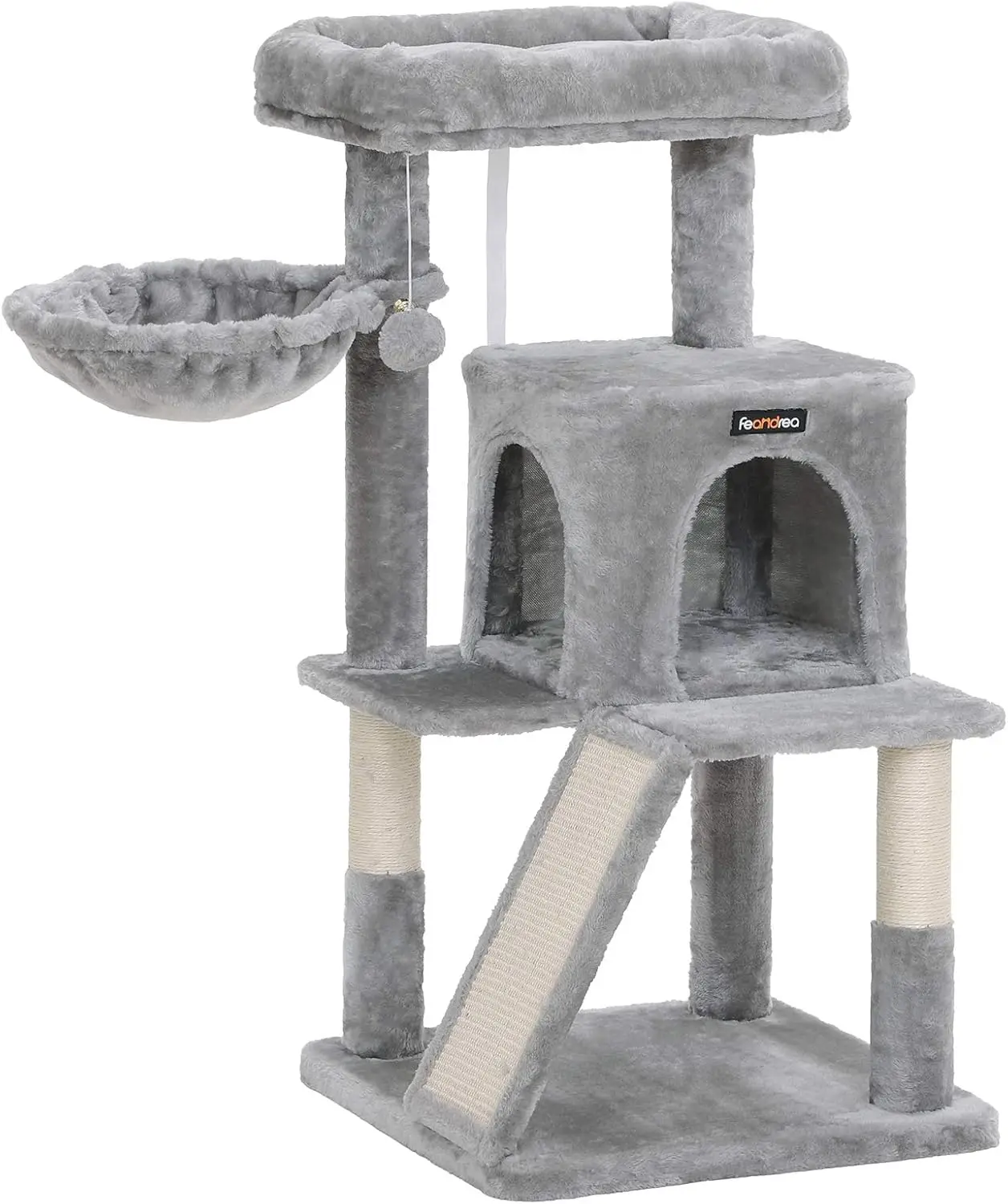 FEANDREA scratching post, cat tree, with large observation deck, scratching board, 96cm