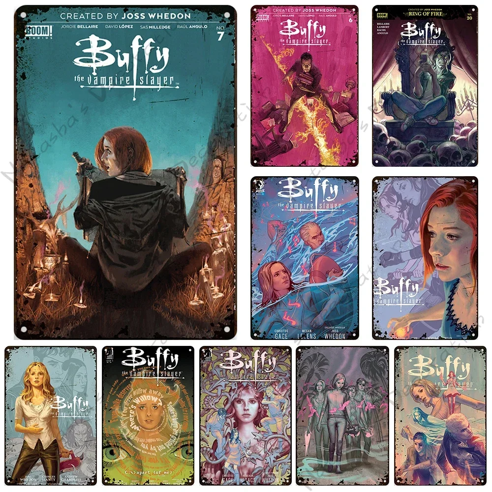 Buffy The Vampire Slayer-Póster de Metal clásico para TV, placa decorativa para hombre, cueva, garaje, placa de Metal, decoración Industrial