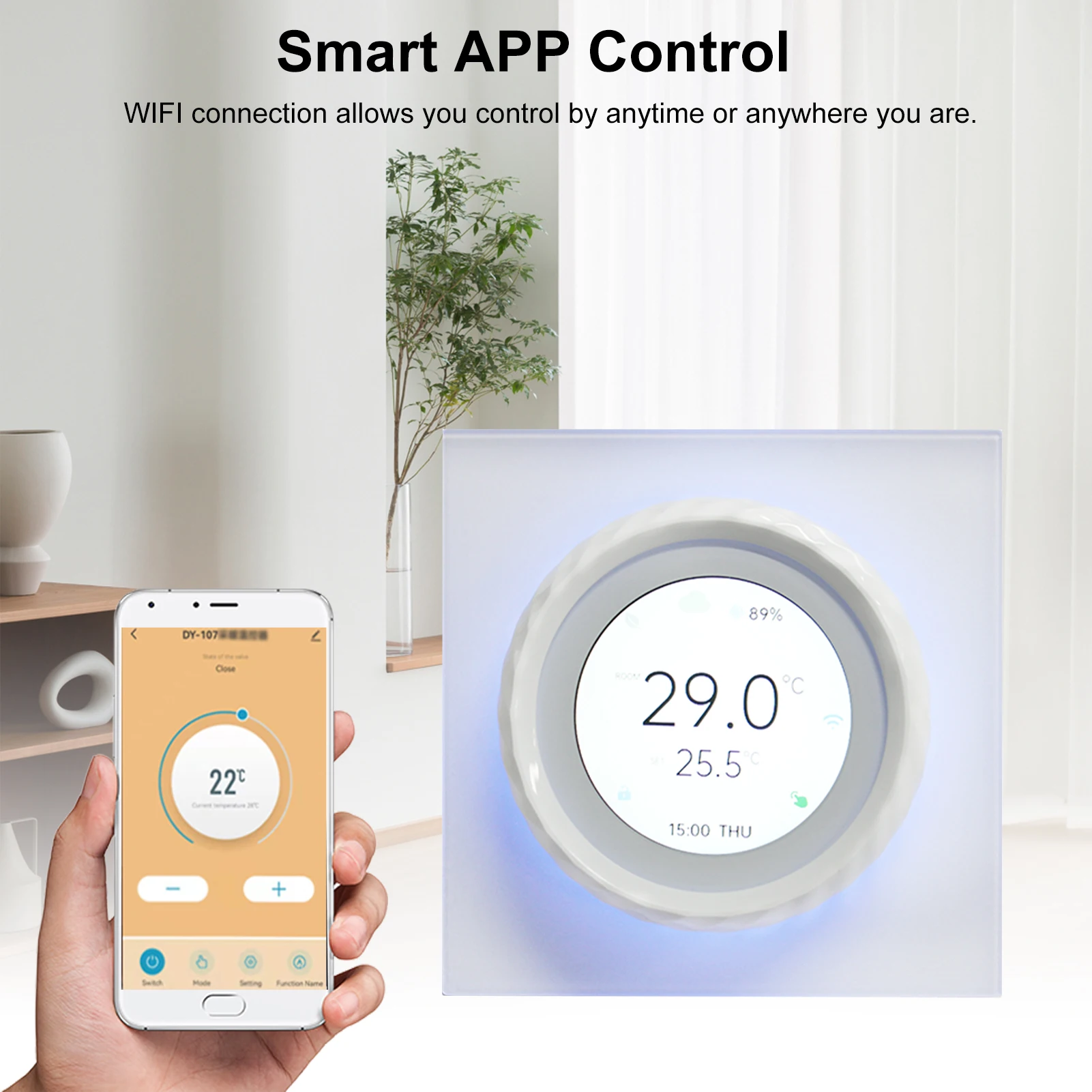 Smart WiFi Thermostat for Electric Heating 16A Programmable Digital Temperature Controller with 1.6" Screen Day/Week/Room