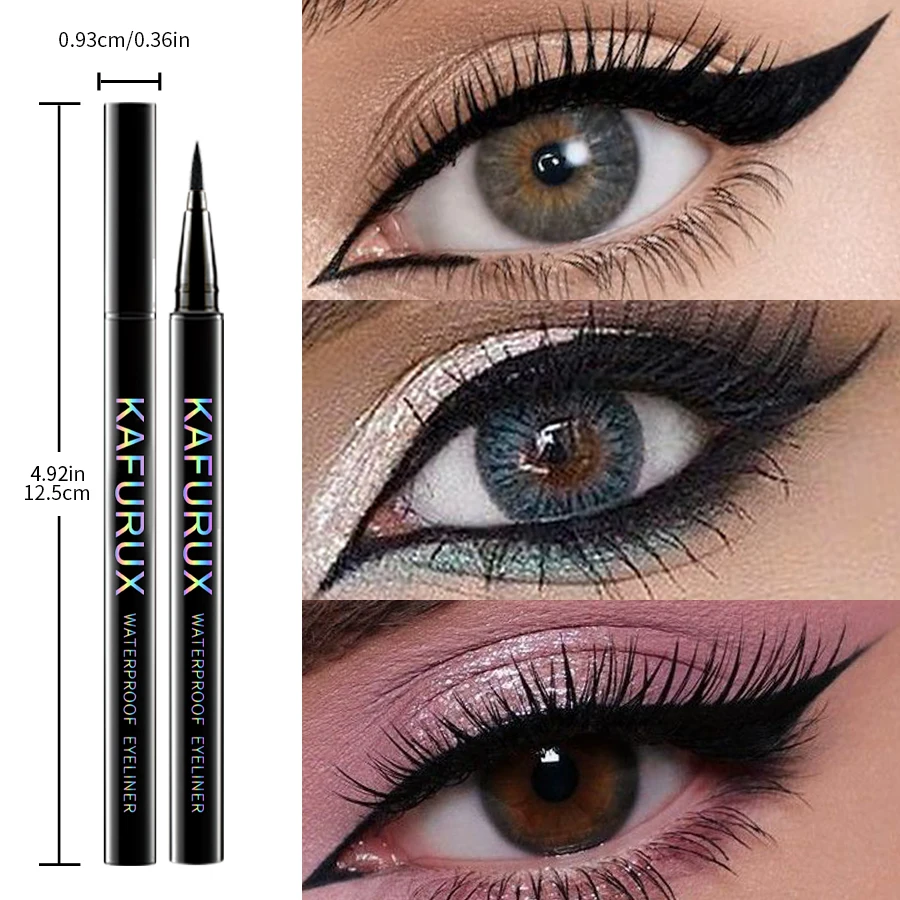 1 Stück schwarzer, schnelltrocknender Eyeliner-Stift für langanhaltendes, geschmeidiges, mattes Augen-Make-up, wasserfest, wischfest, flüssiger Eyeliner-Stift_voghion.com
