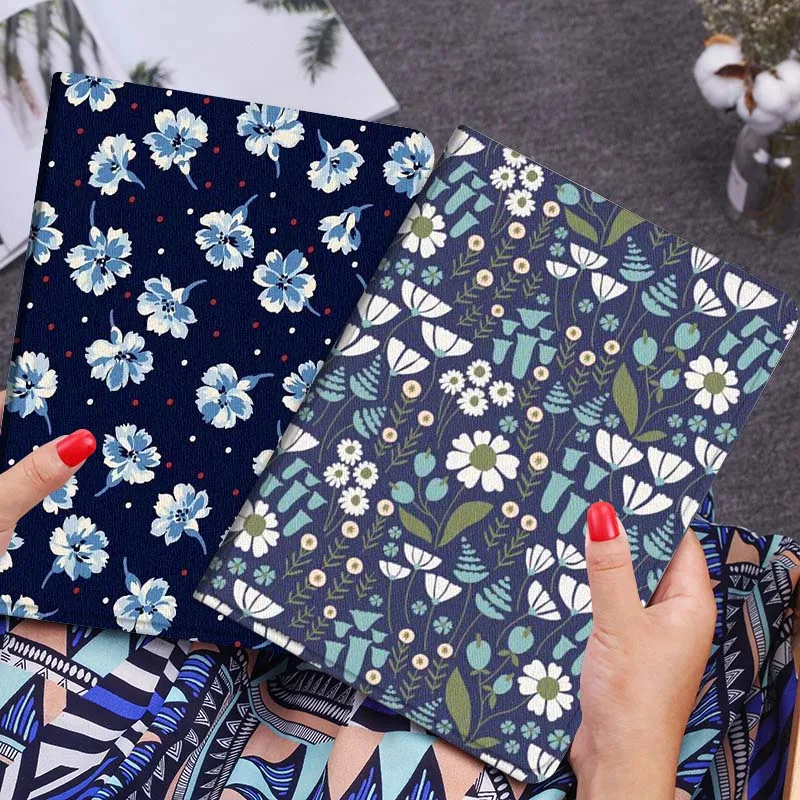 

Чехол для планшета с мультяшным цветочным синим узором для Lenovo Xiaoxin Legion Pad Tab Pro GT Y700 Gen4 2 11 P11 M10 K10 3rd Plus Gen Gift