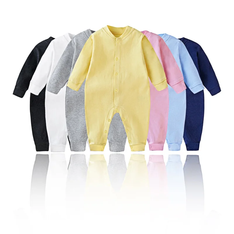 Momlover 0-24Months Baby Romper Solid Long Sleeve Baby Boys Girl Romper 100%Cotton Soft newborn Jumpsuits