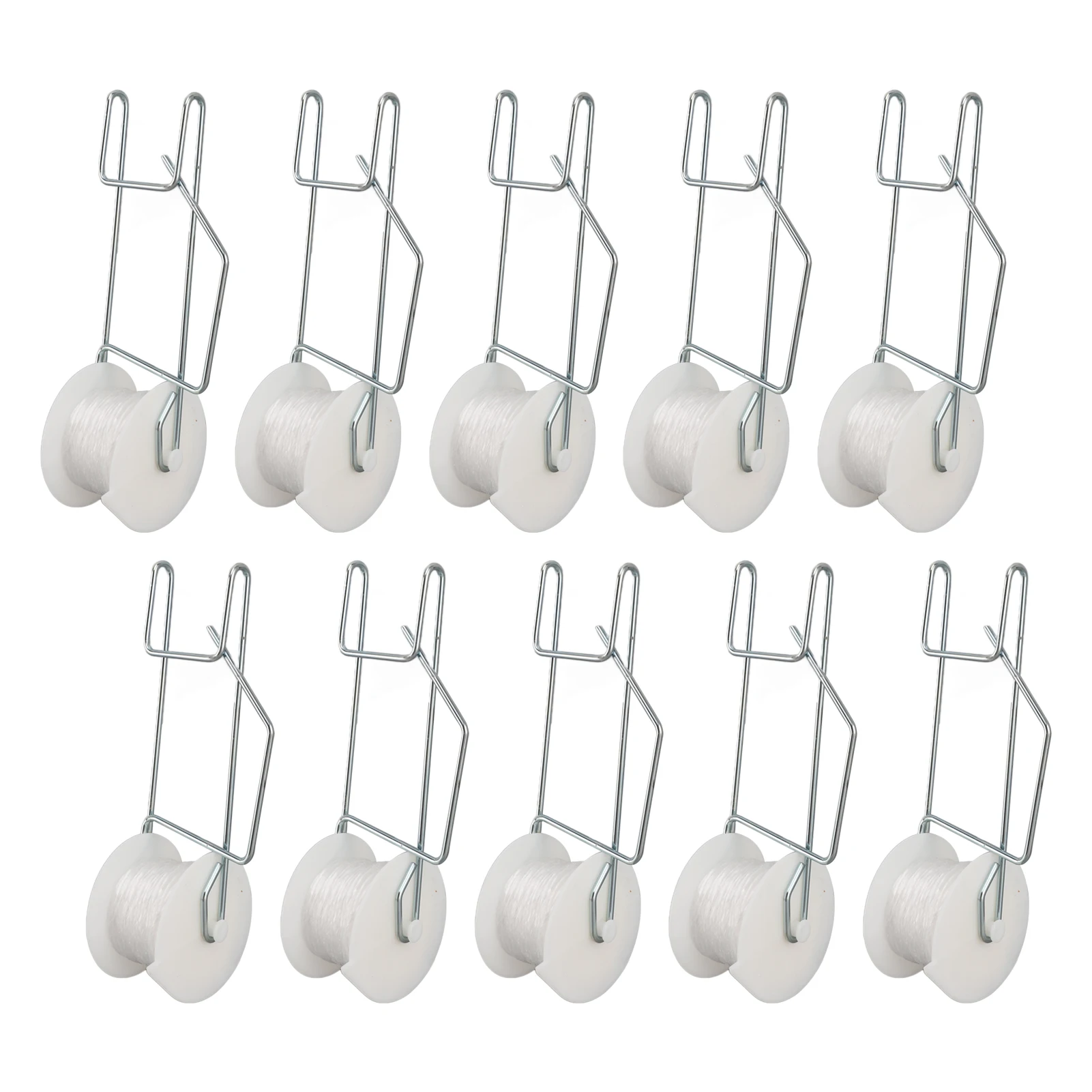 10pcs Tomato Roller Hooks Galvanized Steel Wire PP Heat Resistant Space Saving 15m Twine Vine Crop Trellis Roller Hooks for Cucu