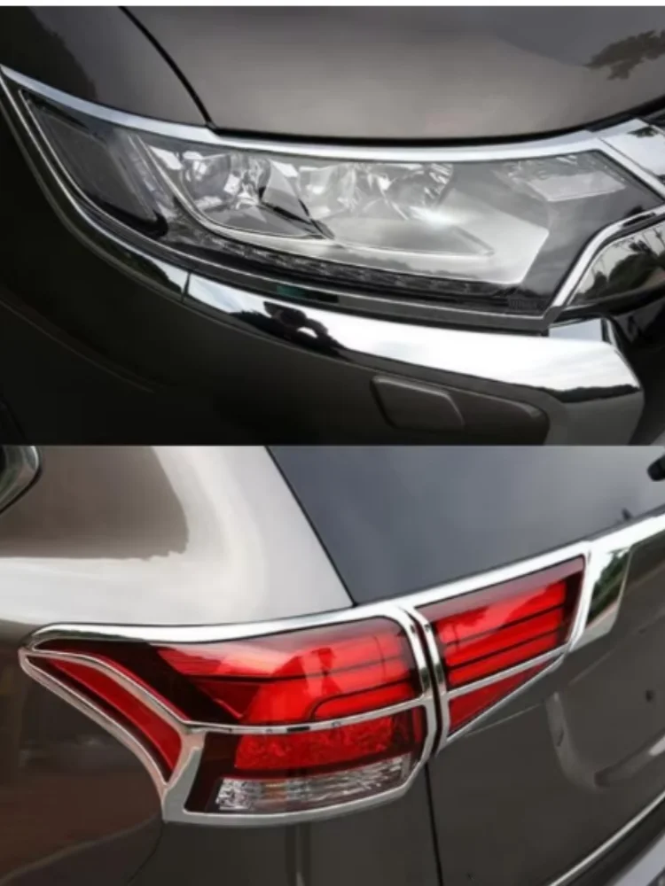 

X-T Car accessories ABS Chrome Front + Rear headlight Lamp Cover trim For Mitsubishi Outlander 2016-2019 Car styling