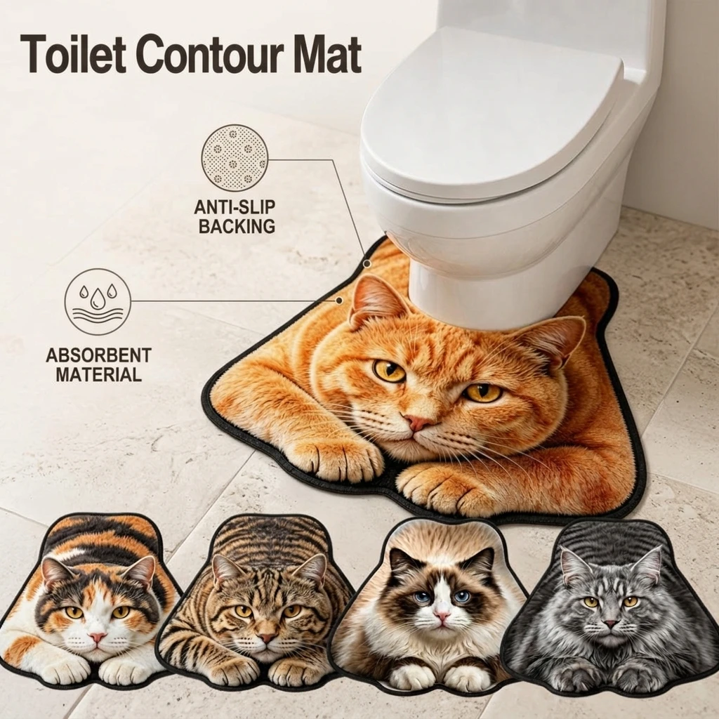 Lifelike Animal Toilet Floor Mat 40x50CM 50x60CM Diatomaceous Earth Water-Absorbing Non-Slip Washable Rug for Bathroom