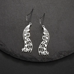 Performer violin pendant earrings stainless steel women's classic three fold note music symbol musician jewelry gift