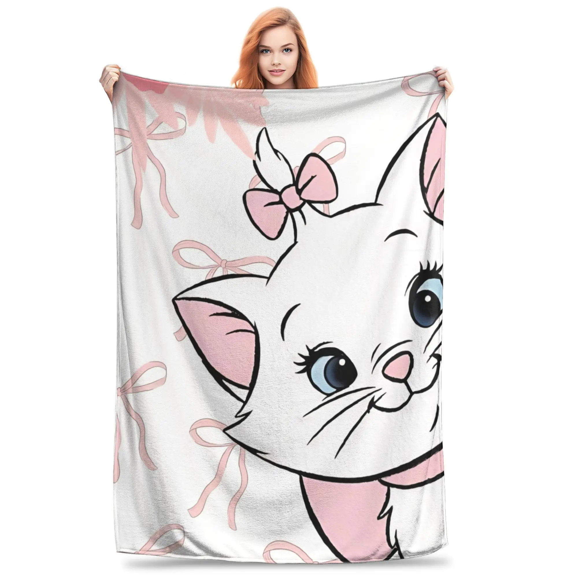 

Marie White Cat Gift Blanket For Men Women Ultra Soft Throw Blankets for Couch 50x60 Inches Multi-size