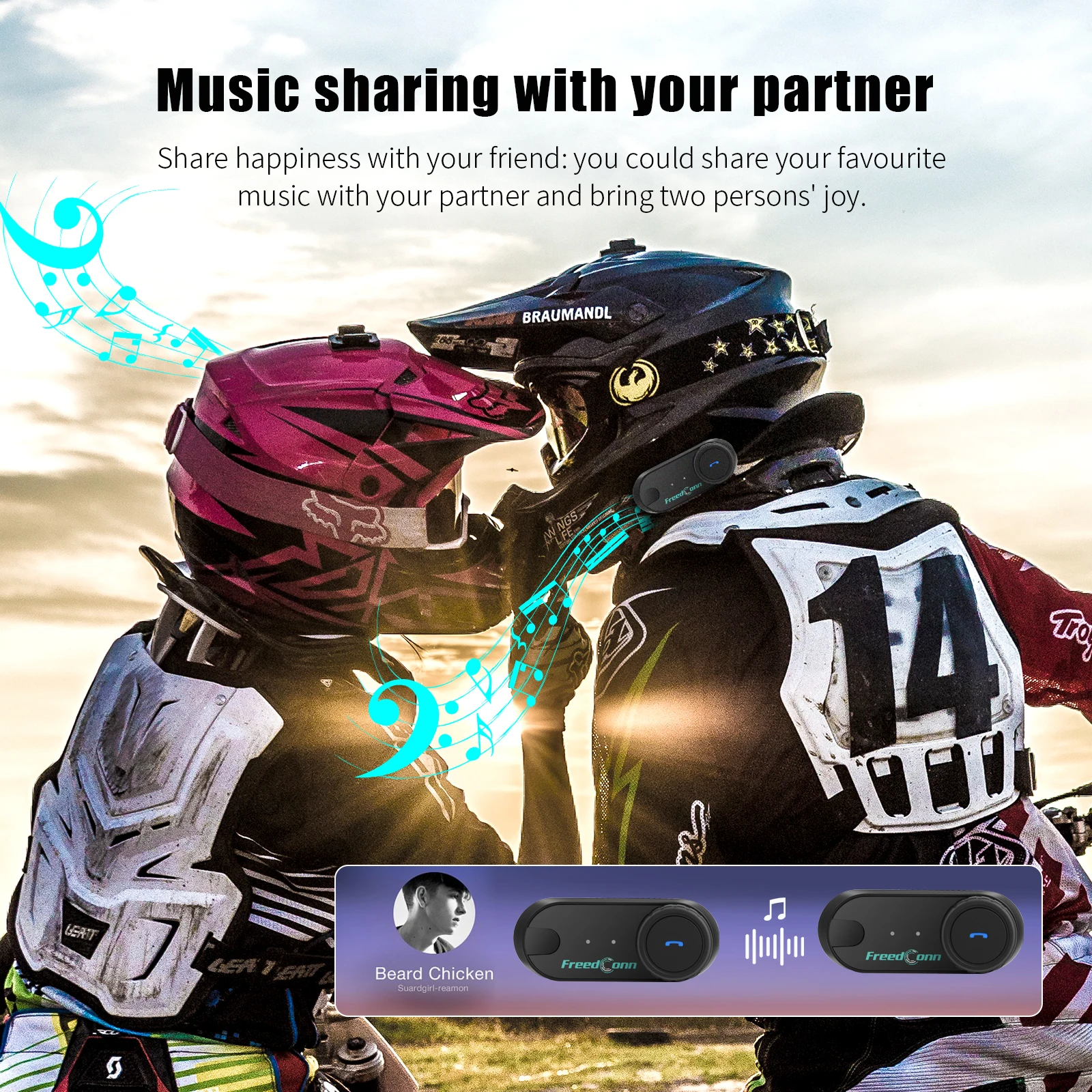 Freedconn Motorcycle Intercom Helmet Bluetooth Headset Group Headphone BT 5.1 FM Music Share Intercomunicador Waterproof